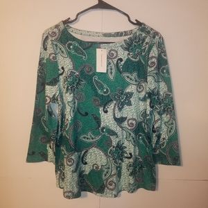 Charter Club Pima Button-Shoulder 3/4 Sleeve Top